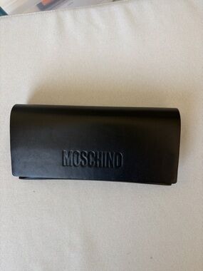 Moschino Black Leather Sunglasses Pouch with Suede Interior